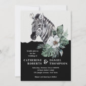 Waterverf Floral Wild Zebra Safari Wedding Kaart (Voorkant)