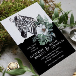 Waterverf Floral Wild Zebra Safari Wedding Kaart