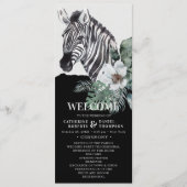 Waterverf Floral Wild Zebra Safari Wedding Programmakaart (Voorkant)