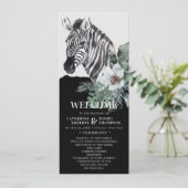 Waterverf Floral Wild Zebra Safari Wedding Programmakaart (Staand voorkant)