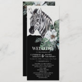 Waterverf Floral Wild Zebra Safari Wedding Programmakaart (Voorkant / Achterkant)