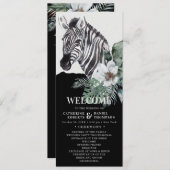 Waterverf Floral Wild Zebra Safari Wedding Programmakaart (Voorkant / Achterkant)