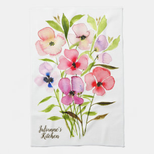Waterverf Floral  wilde bloemen Aangepast Theedoek