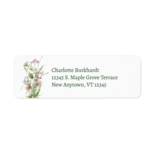 Waterverf Floral Wilde Pink White Etiket (Voorkant)