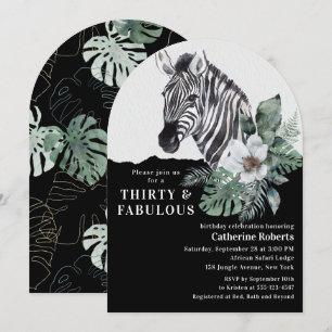 Waterverf Floral Wilde Zebra Dertigendertigste ver Kaart