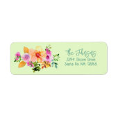 Waterverf Floral Wildflower Boeket Terug Etiket (Voorkant)