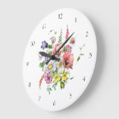 Waterverf Floral Wildflower Bouquet Grote Klok (Hoek)