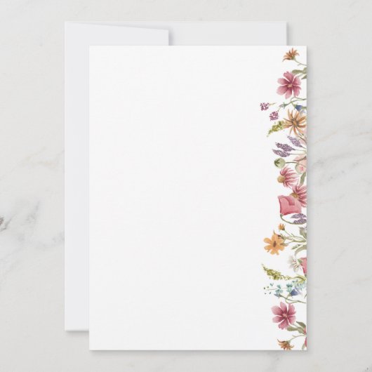 Waterverf Floral Wildflower Garden Wedding Kaart (Achterkant)