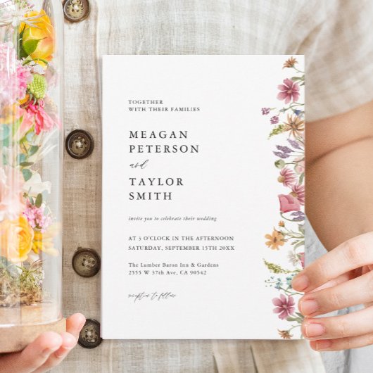 Waterverf Floral Wildflower Garden Wedding Kaart