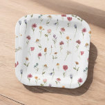 Waterverf Floral Wildflower Spring Baby shower Pa Papieren Bordje<br><div class="desc">Waterverf Floral Wildflower Spring Baby shower paper Borden Little Wildflower is onderweg ! Een beetje wilde bloem is onderweg naar het Bord van Baby shower papier.</div>