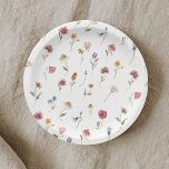 Waterverf Floral Wildflower Spring Baby shower Papieren Bordje<br><div class="desc">Waterverf Floral Wildflower Spring Baby shower paper Borden Little Wildflower is onderweg ! Een beetje wilde bloem is onderweg naar het Bord van Baby shower papier.</div>