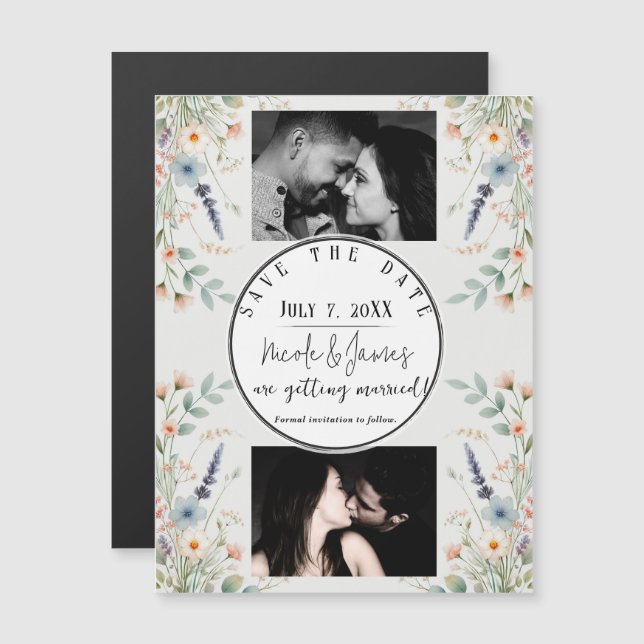 Waterverf Floral Wildflower Spring Save the Date (Voorkant / Achterkant)