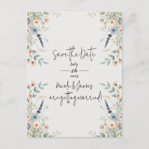 Waterverf Floral Wildflower Spring Save the Date Aankondigingskaart