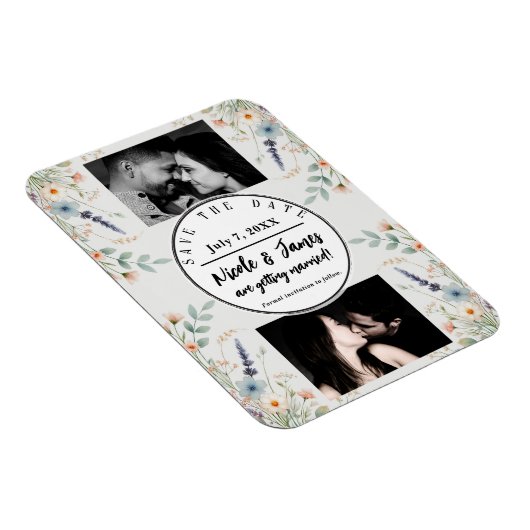 Waterverf Floral Wildflower Spring Save the Date Magneet (Rechterzijde)