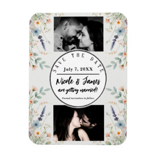 Waterverf Floral Wildflower Spring Save the Date Magneet