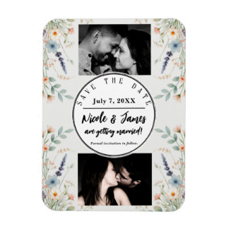 Waterverf Floral Wildflower Spring Save the Date Magneet
