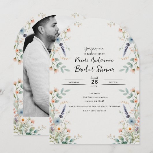 Waterverf Floral Wildflower Spring Vrijgezellenfee Kaart (Voorkant / Achterkant)