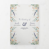 Waterverf Floral Wildflower Spring Wedding Drieluik Uitnodiging (Cover)