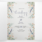 Waterverf Floral Wildflower Spring Wedding Drieluik Uitnodiging (Binnenkant midden)