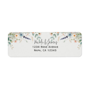 Waterverf Floral Wildflower Spring Wedding Etiket