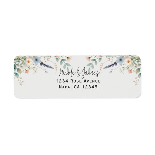 Waterverf Floral Wildflower Spring Wedding Etiket (Voorkant)