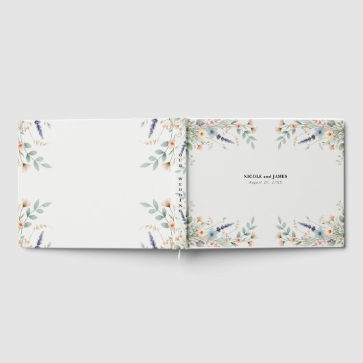 Waterverf Floral Wildflower Spring Wedding Gastenboek (Volledig)