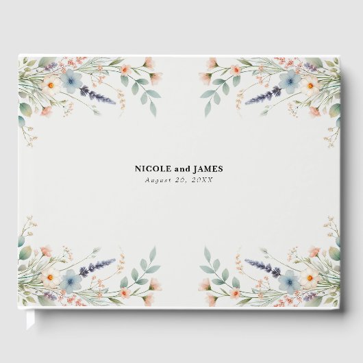 Waterverf Floral Wildflower Spring Wedding Gastenboek (Voorkant)