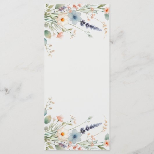 Waterverf Floral Wildflower Spring Wedding Menu (Achterkant)