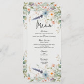 Waterverf Floral Wildflower Spring Wedding Menu (Voorkant / Achterkant)