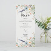 Waterverf Floral Wildflower Spring Wedding Menu (Staand voorkant)