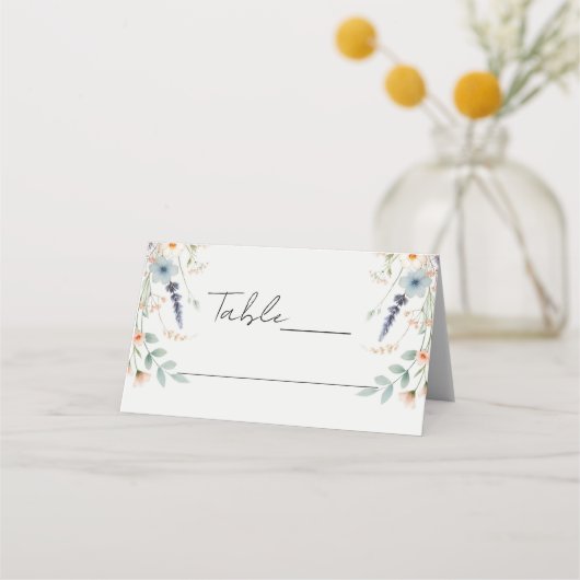 Waterverf Floral Wildflower Spring Wedding Sign Plaatskaartje (Voorkant)