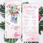 Waterverf Floral Wildflower Wedding Party Programm Kaart