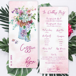 Waterverf Floral Wildflower Wedding Party Programm Kaart