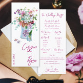 Waterverf Floral Wildflower Wedding Party Programm Kaart