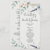 Waterverf Floral Wildflower Wedding Programma Programmakaart (Voorkant / Achterkant)