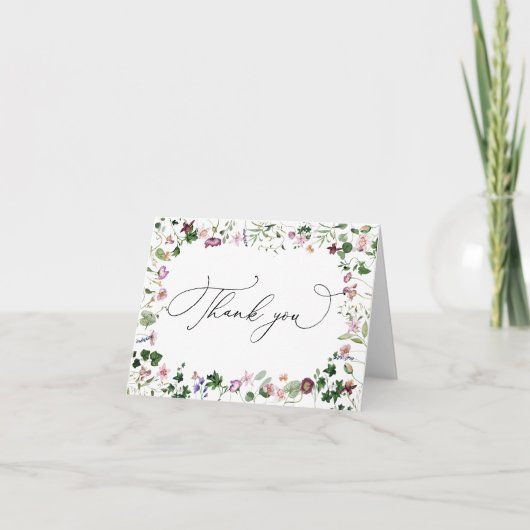 Waterverf Floral Wildflowers Bedankt Card (Voorkant)