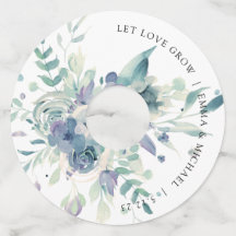 Waterverf Floral Wine Glass Label