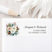 Waterverf Floral Winter Wedding Retouradres Etiket (Insitu)