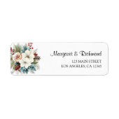 Waterverf Floral Winter Wedding Retouradres Etiket (Voorkant)
