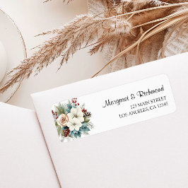 Waterverf Floral Winter Wedding Retouradres Etiket
