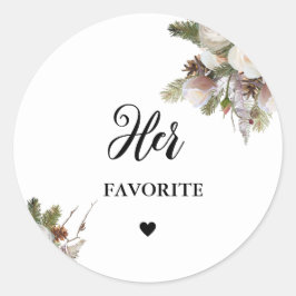 Waterverf Floral winterbruiloft haar favoriet Ronde Sticker
