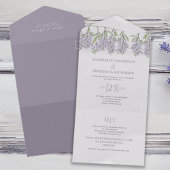 Waterverf Floral Wisteria Budget RSVP Website URL All In One Uitnodiging