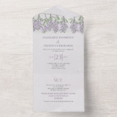 Waterverf Floral Wisteria Budget RSVP Website URL All In One Uitnodiging (Binnen)