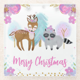 Waterverf Floral Woodland Animals Friends Glazen Onderzetter