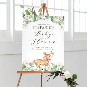 Waterverf Floral Woodland Baby Deer Baby shower Poster