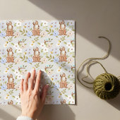 Waterverf Floral Woodland Forest Gebreid Beer Cadeaupapier