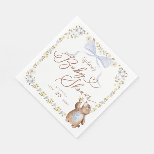 Waterverf Floral Woodland Gebreid Beer Baby Boy Servet (Hoek)