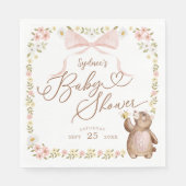 Waterverf Floral Woodland Gebreid Beer Baby Meisje Servet (Voorkant)