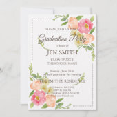 Waterverf Floral Woodsy Afstuderen Invitation Kaart (Voorkant)
