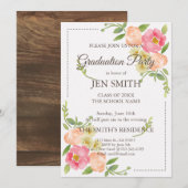 Waterverf Floral Woodsy Afstuderen Invitation Kaart (Voorkant / Achterkant)